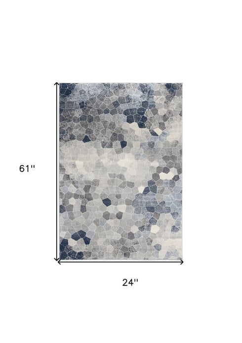2' X 3' Navy Blue Cobblestone Pattern Scatter Rug